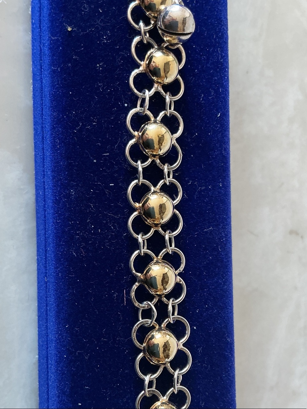 Loop silver bracelet with  gold plated oriental design for women